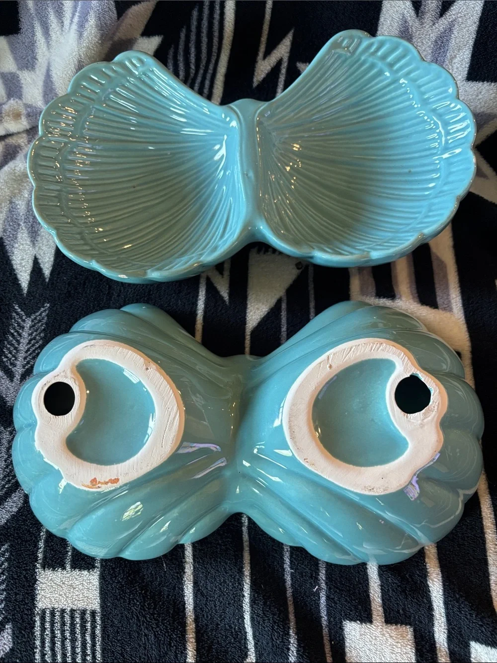 Aqua Shell Ceramic Serving Dishes - Set of 2